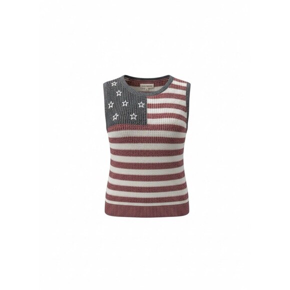 Lucky Brand American Flag Sweater Vest Women’s XL Patriotic Stars & Stripes - Picture 7 of 7